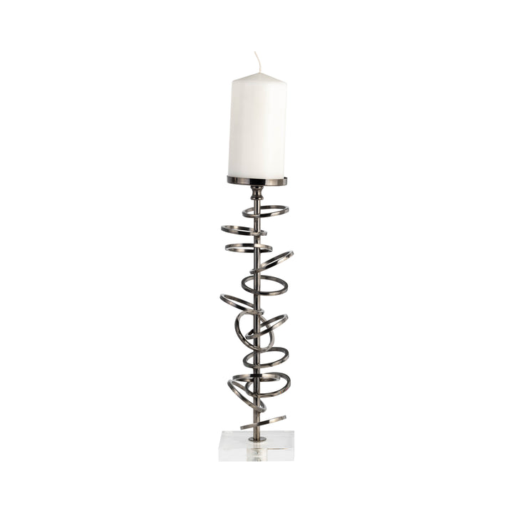 Metal, 15" Ring Toss On Acrylic Candleholder, Gunm