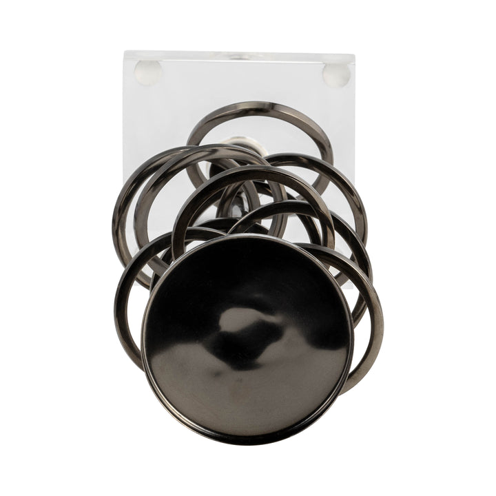 Metal, 15" Ring Toss On Acrylic Candleholder, Gunm