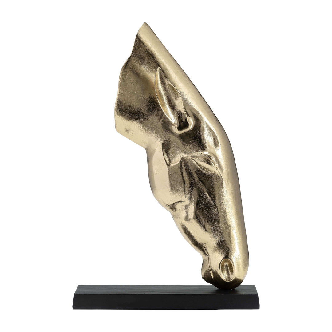 Metal,24",horse Head Sculpture,black/gold