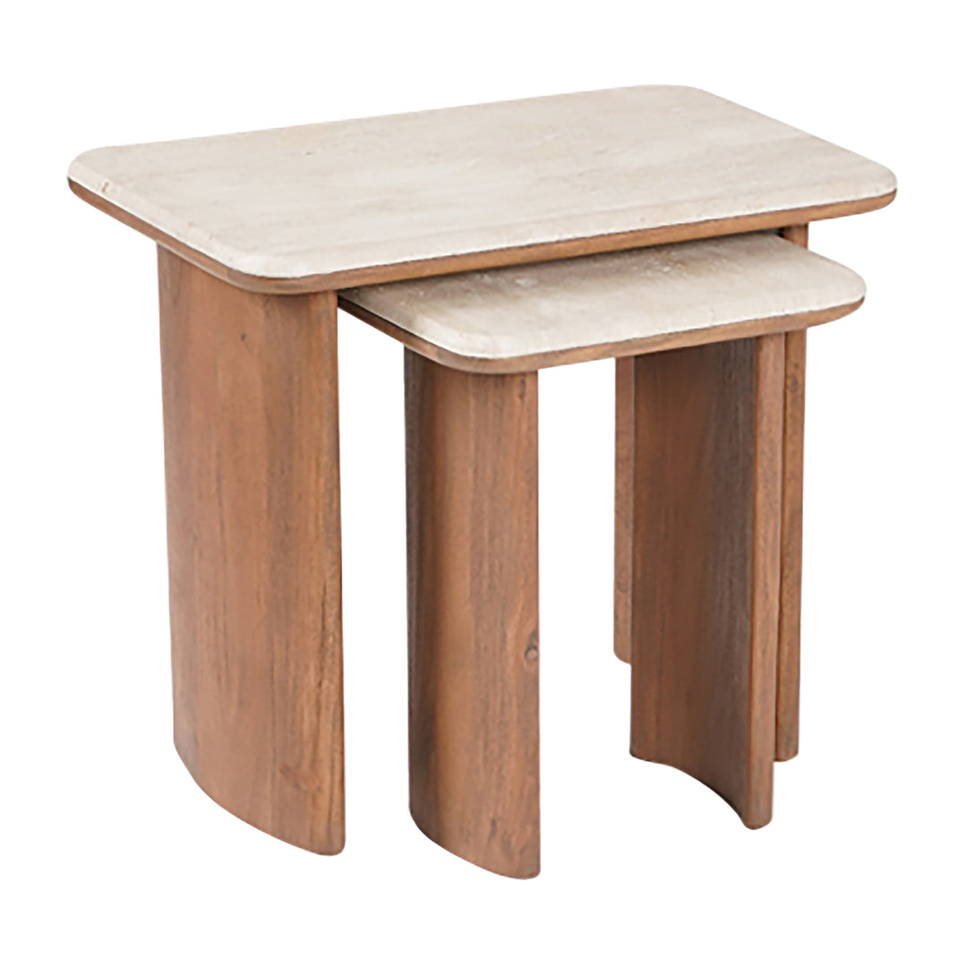 S/2 18/20" Nested Travertine Side Tables,brown, Kd