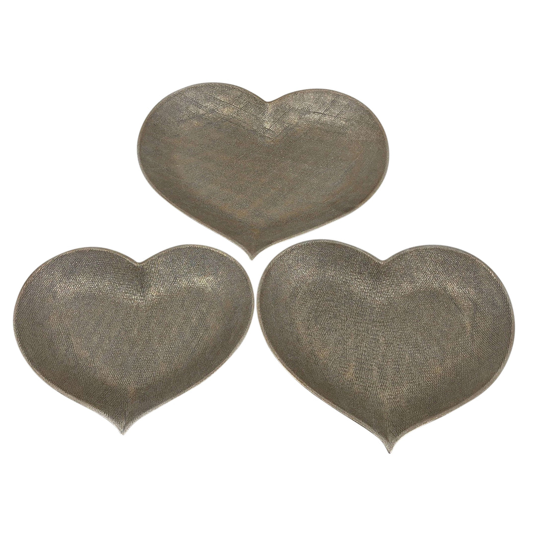 Cer, S/3 11/12/15" Scratched Heart Plates, Champgn