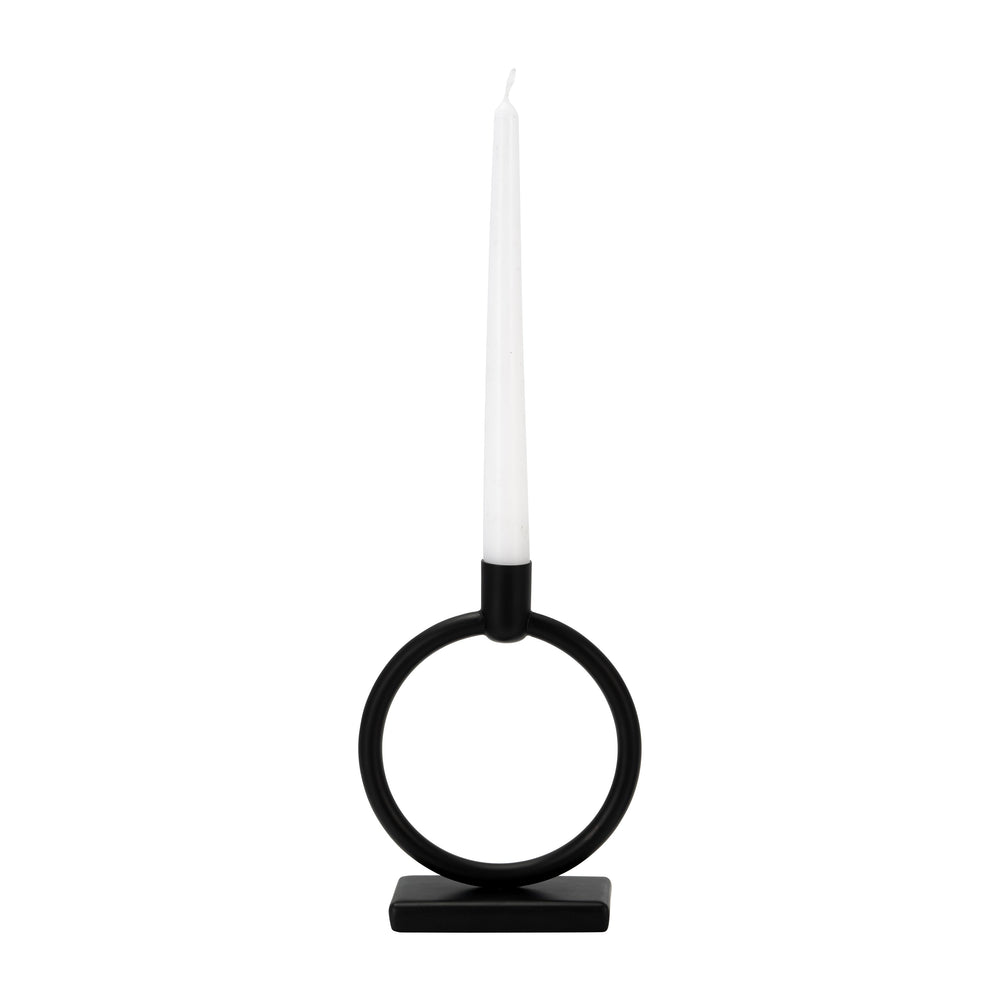 Metal,7"h, Circle Taper Candle Holder,black