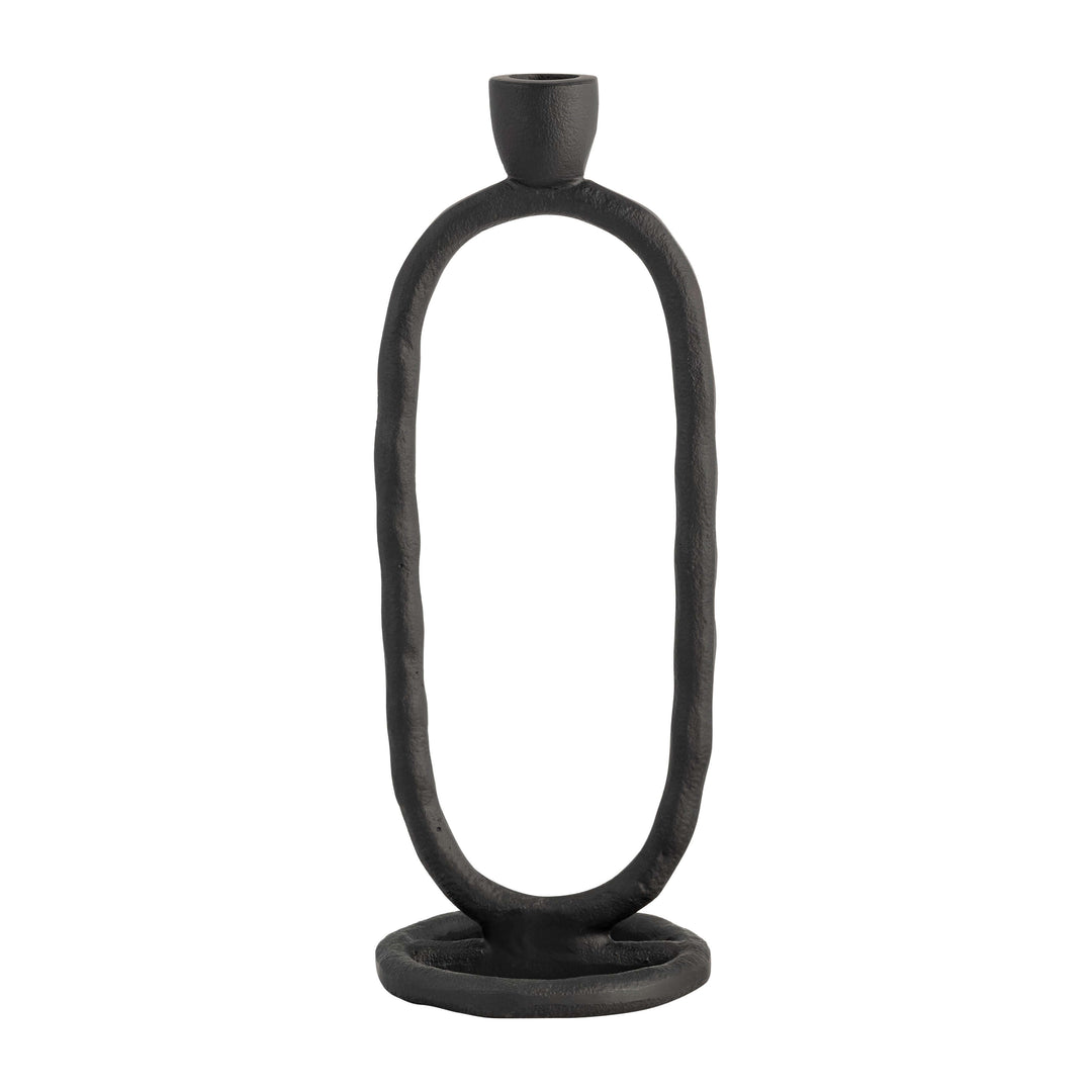 Metal, 11" Open Oval Taper Candleholder, Black