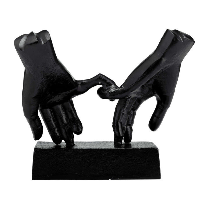 Metal,9"h,entwined Hands Sculpture, Black