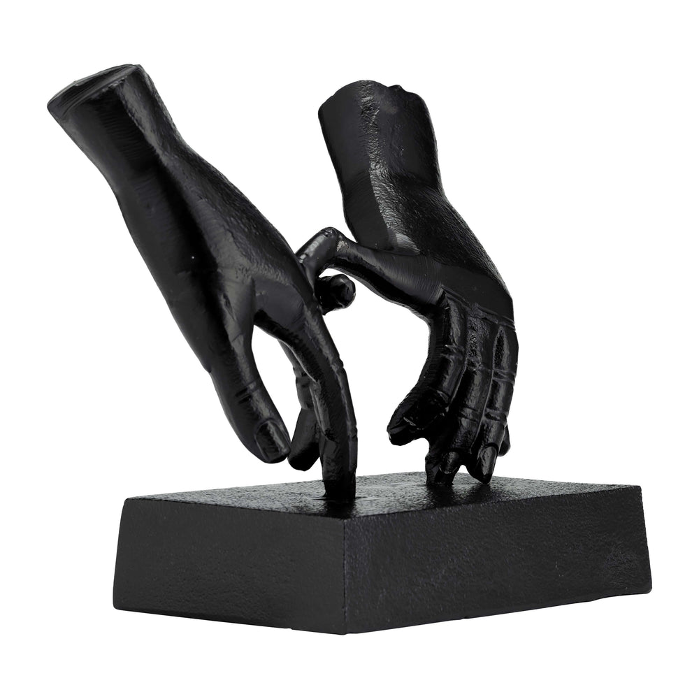 Metal,9"h,entwined Hands Sculpture, Black