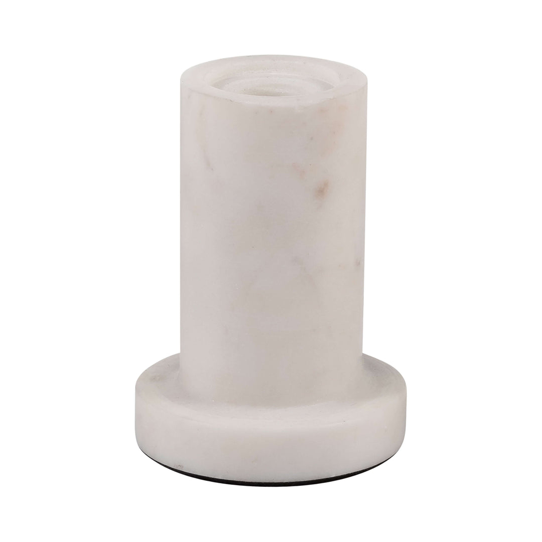 Marble,4"h,taper Candle Holder W/flat Base,white
