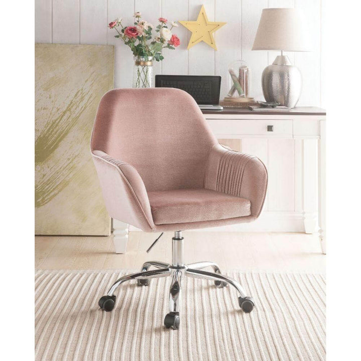 Eimer Office Chair 27"Lx23"Wx13"-16"H / Peach Velvet / Chrome