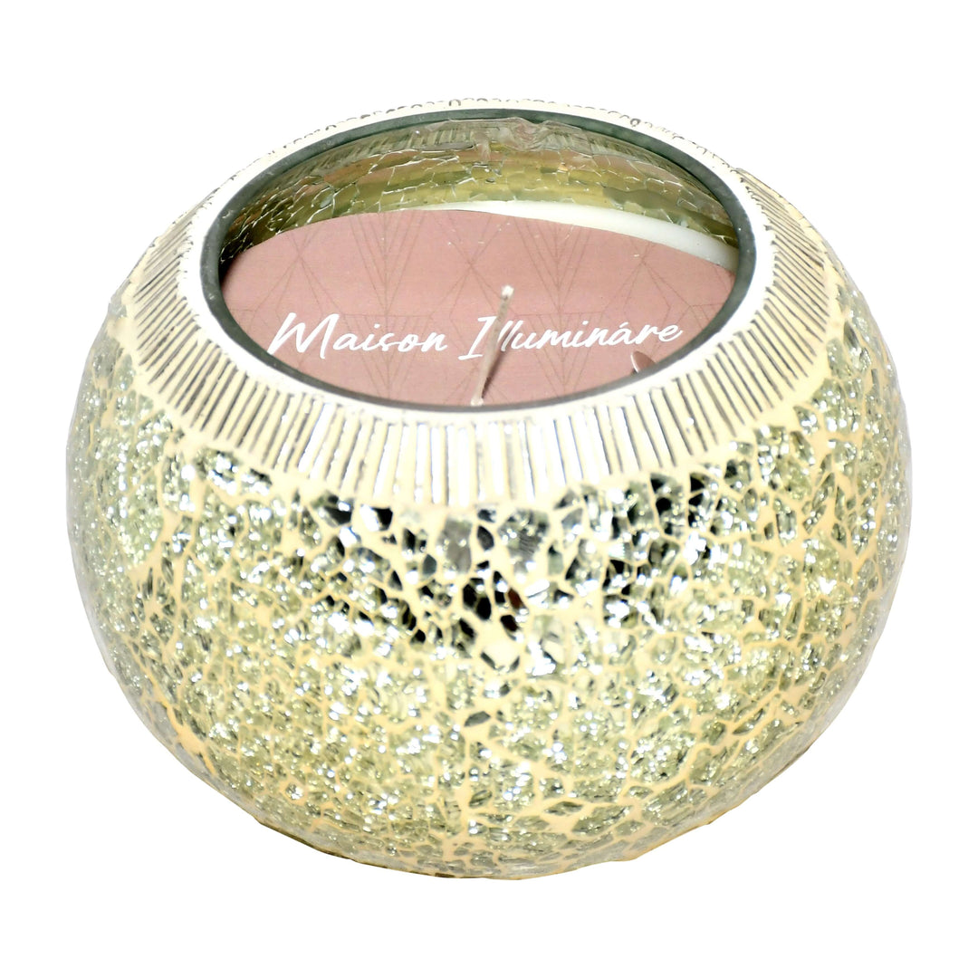 Glass, 5" 19 Oz Mosaic Scented Candle, Champagne