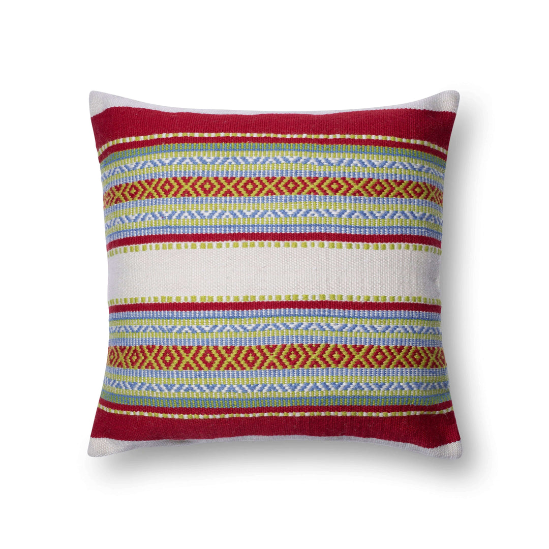 P0213 Indoor/outdoor Pillow 22" x 22" / Poly-Filled / Red/Multi