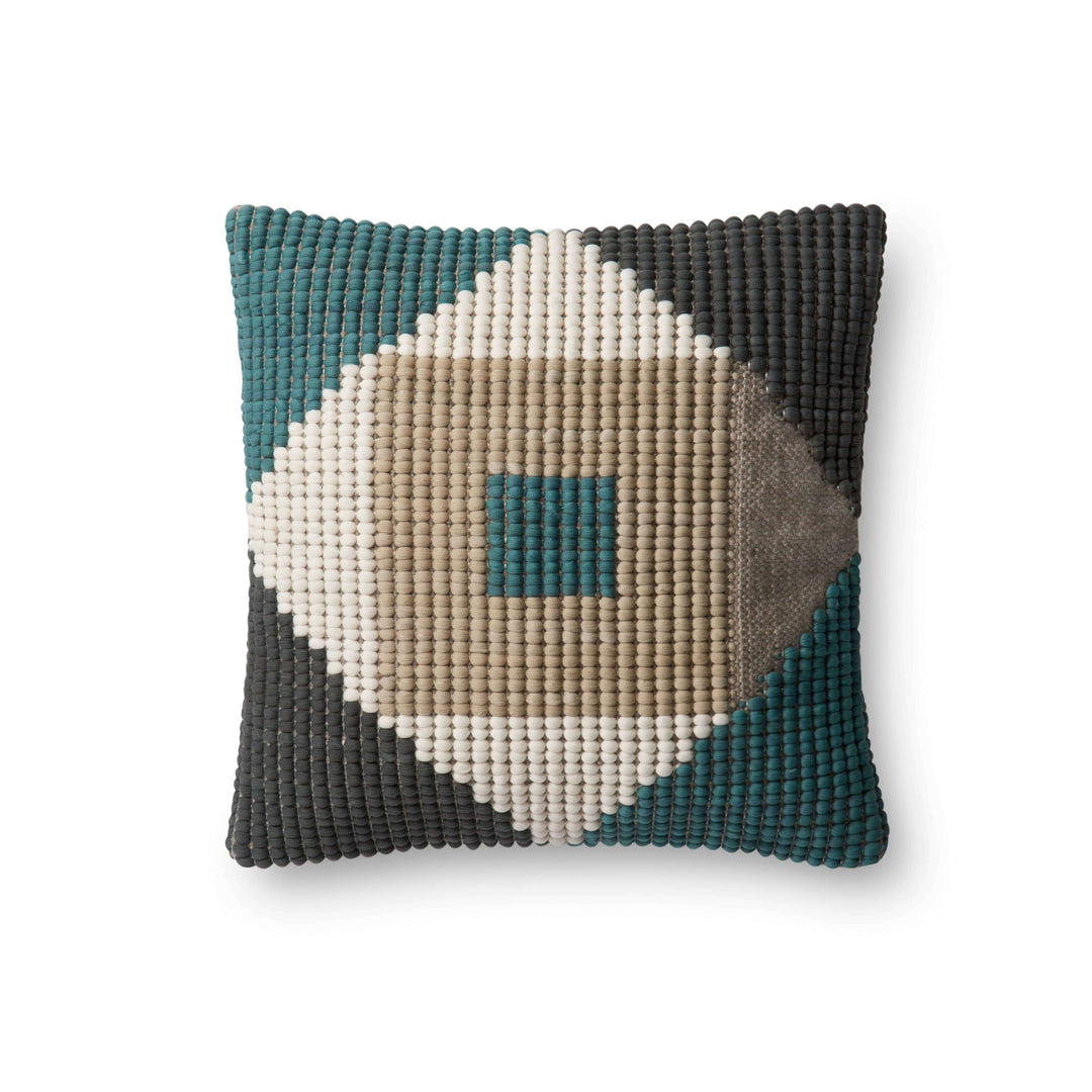 P0505 Indoor/outdoor Pillow 18" x 18" / Poly-Filled / Teal / Multi