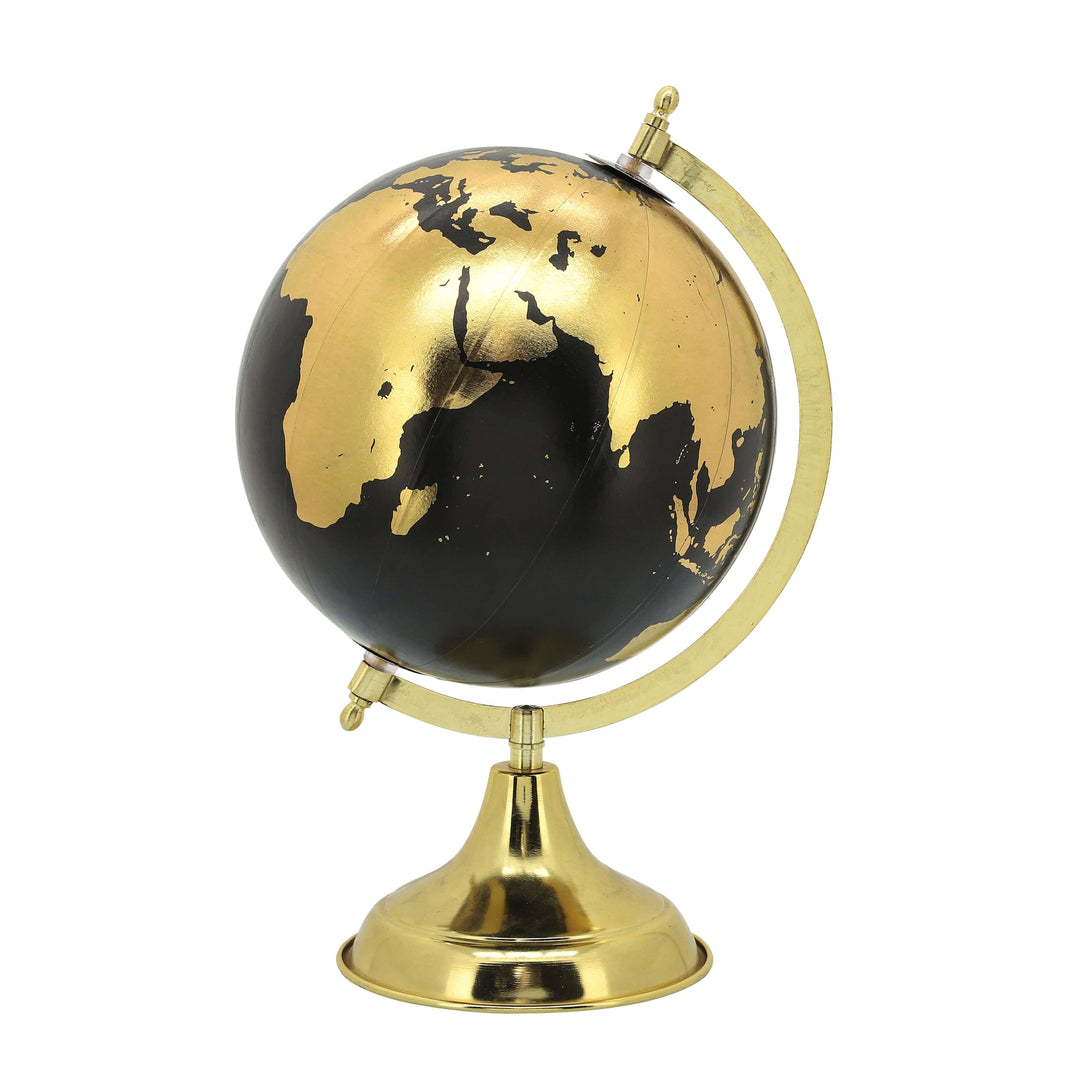 Metal, 13"h Globe, Gold/black