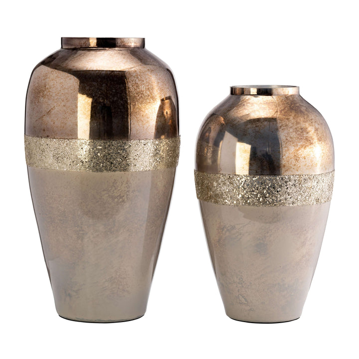 Glass, 17" Metallic Vase, Champagne