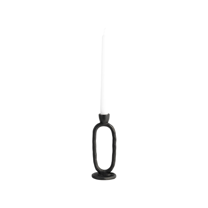 Metal, 7" Open Oval Taper Candleholder, Black