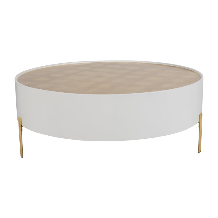 Wood,47" Gold Leaf Top Coffee Table, Wht/gld