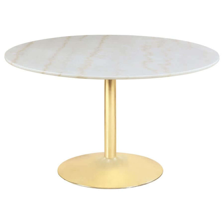 Kella Round Marble Top Dining Table White and Gold