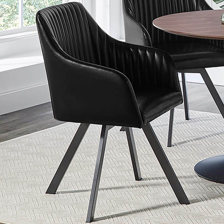Arika Tufted Sloped Arm Swivel Dining Chair