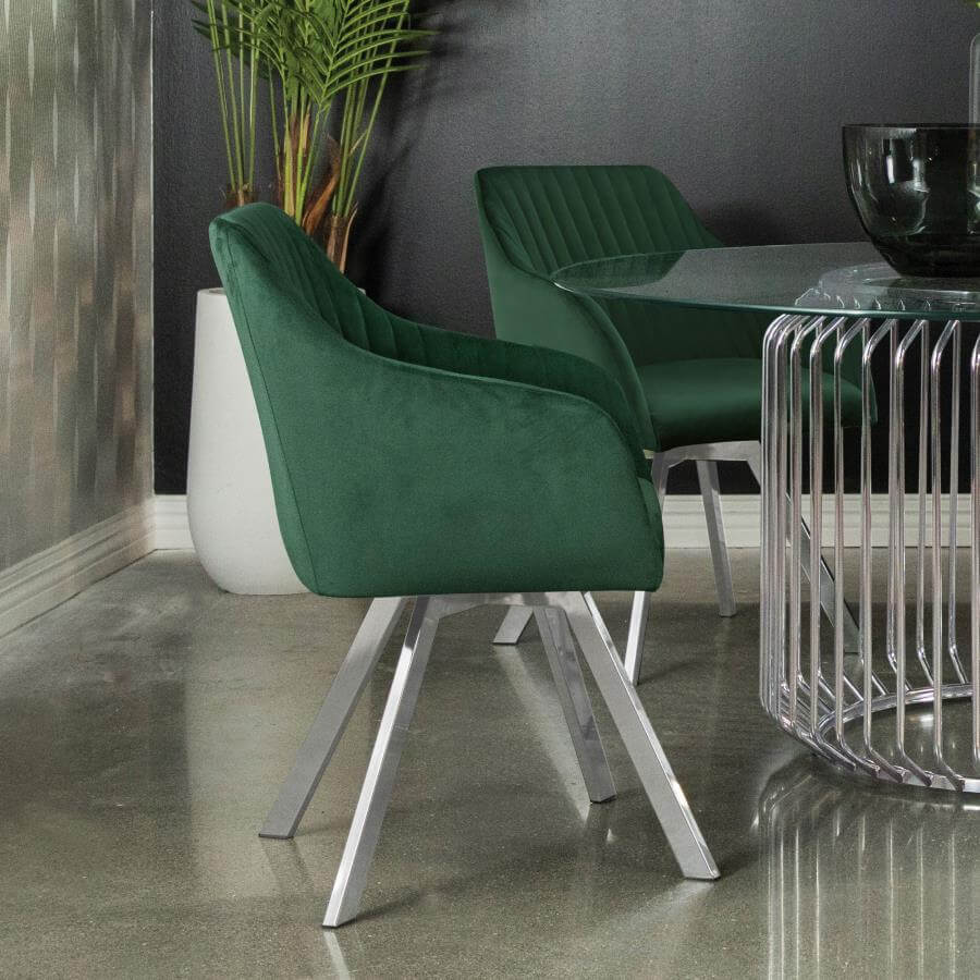Arika Tufted Sloped Arm Swivel Dining Chair