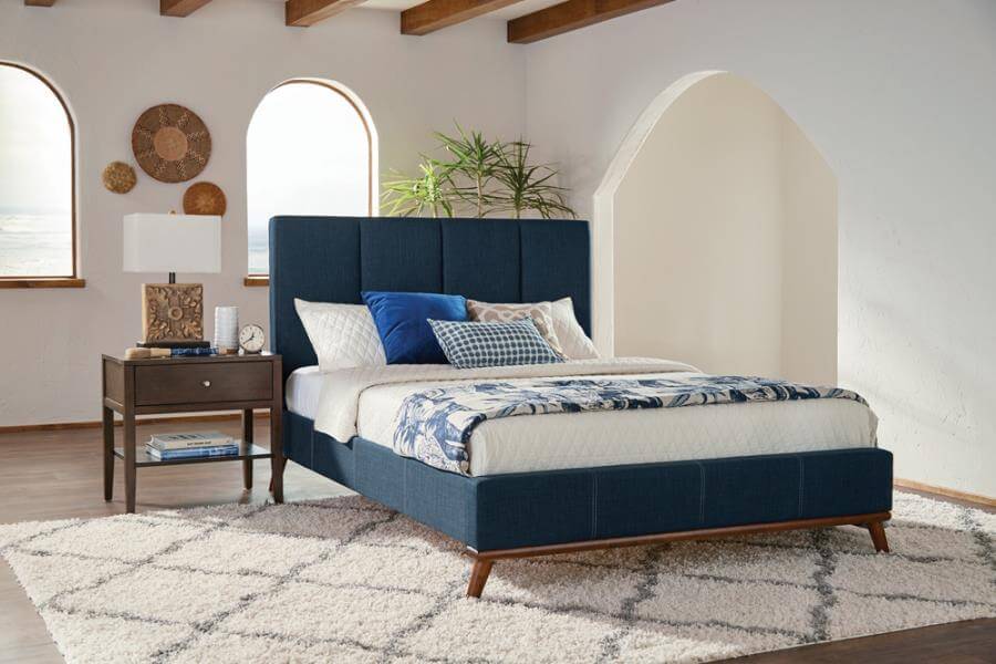 Charity Upholstered Bed Blue