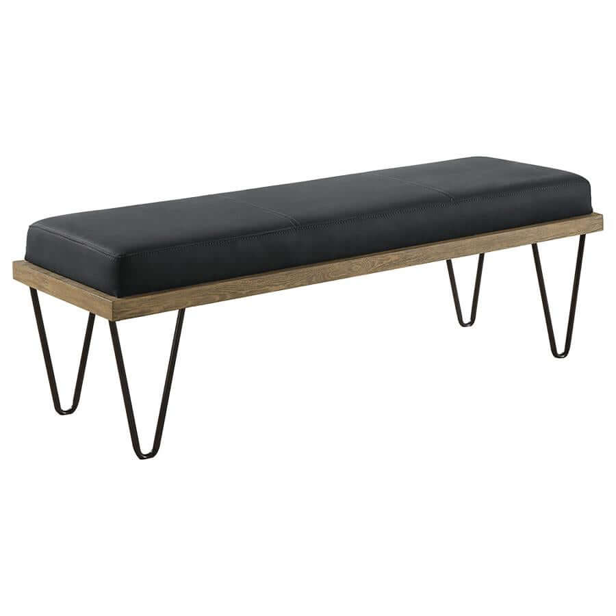Chad Upholstered Bench With Hairpin Legs Dark Blue
