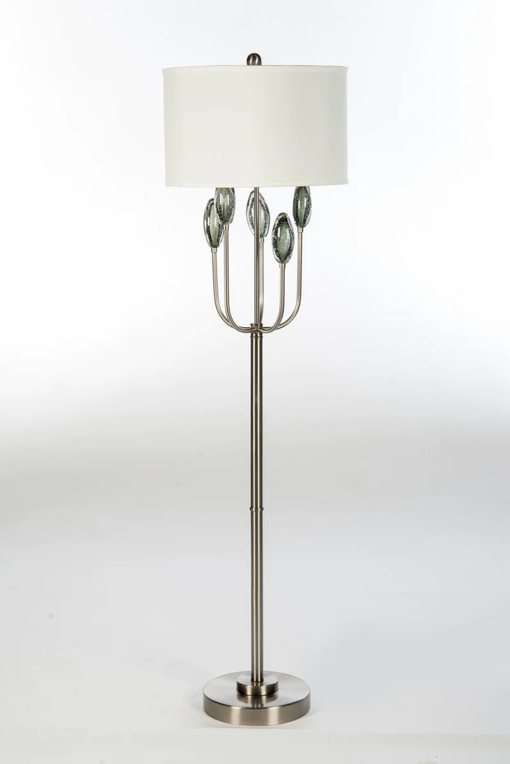 Brushed Silver Amber Floor Lamp