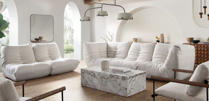 Ezra Modular Sofa Collection In Cream Fabric by Diamond Sofa