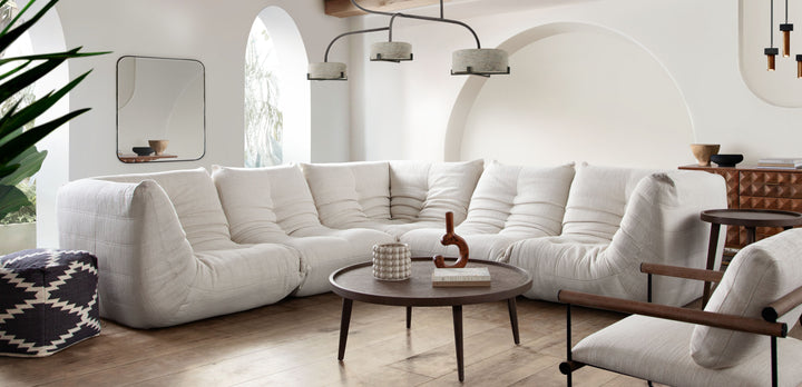 Ezra Modular Sofa Collection In Cream Fabric 