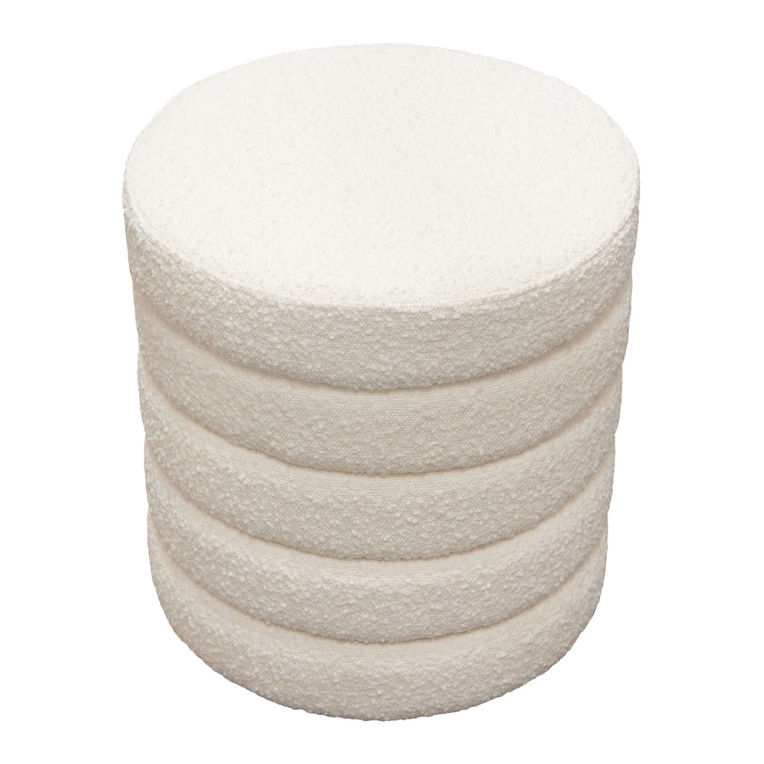 Helix Ivory boucle Round Accent Ottoman