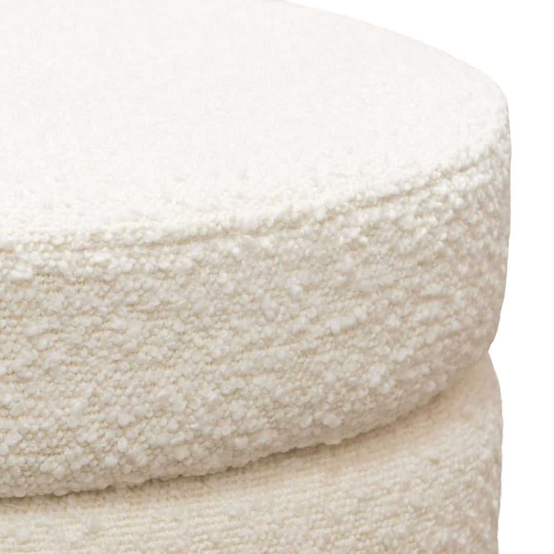 Helix Ivory boucle Round Accent Ottoman