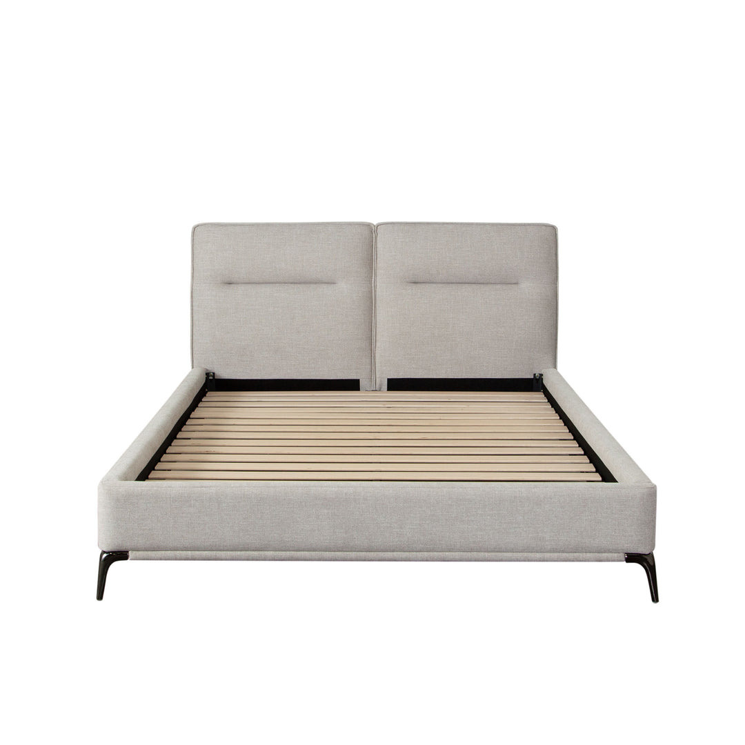 Leandro Low Profile Bed in Clarkson Mist Sand Fabric