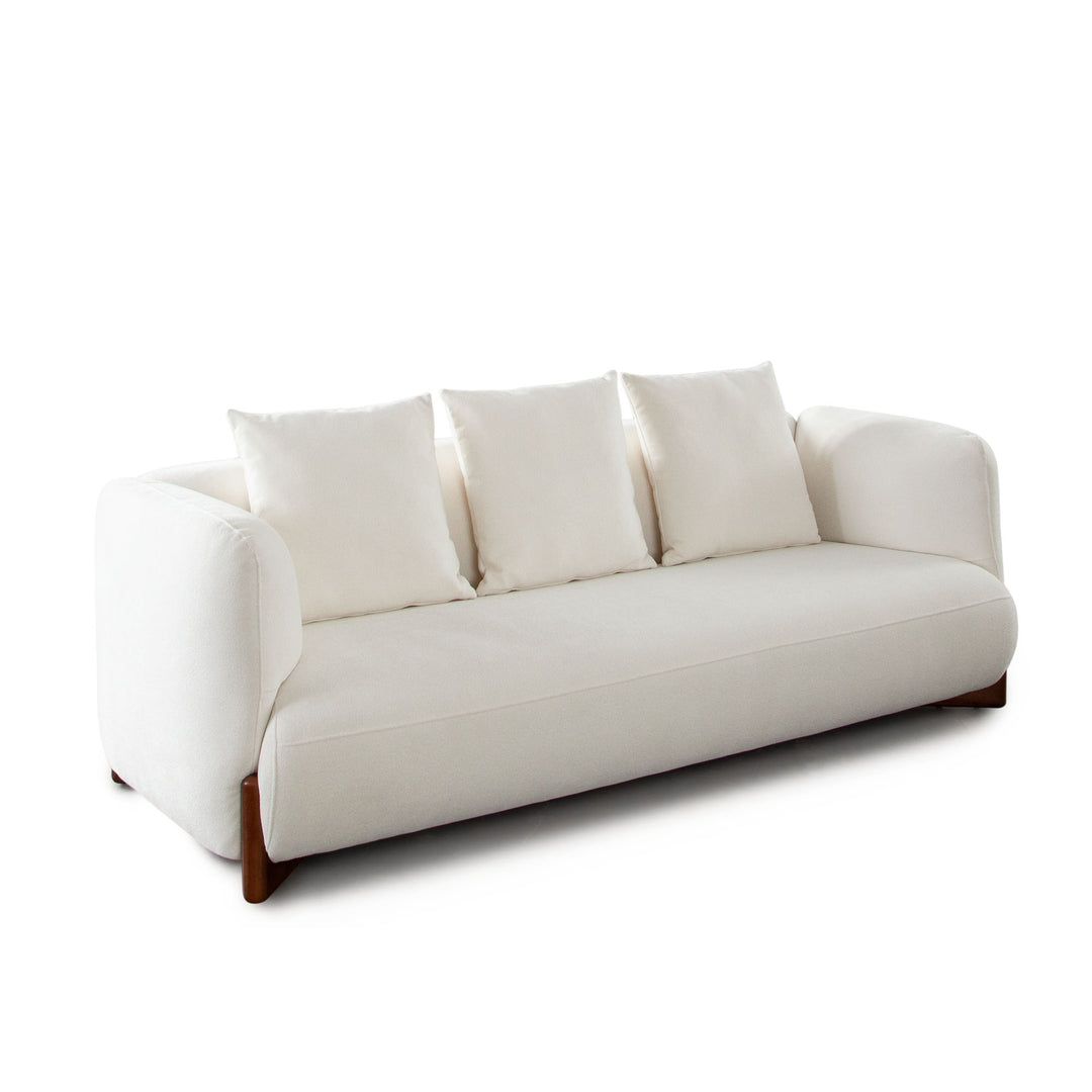Plush White Fabric Sofa On white backdrop