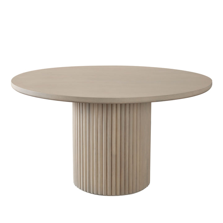 Siren 54" Round Wood Dining Table in Almond Finish w/ Fluted Pedestal Base