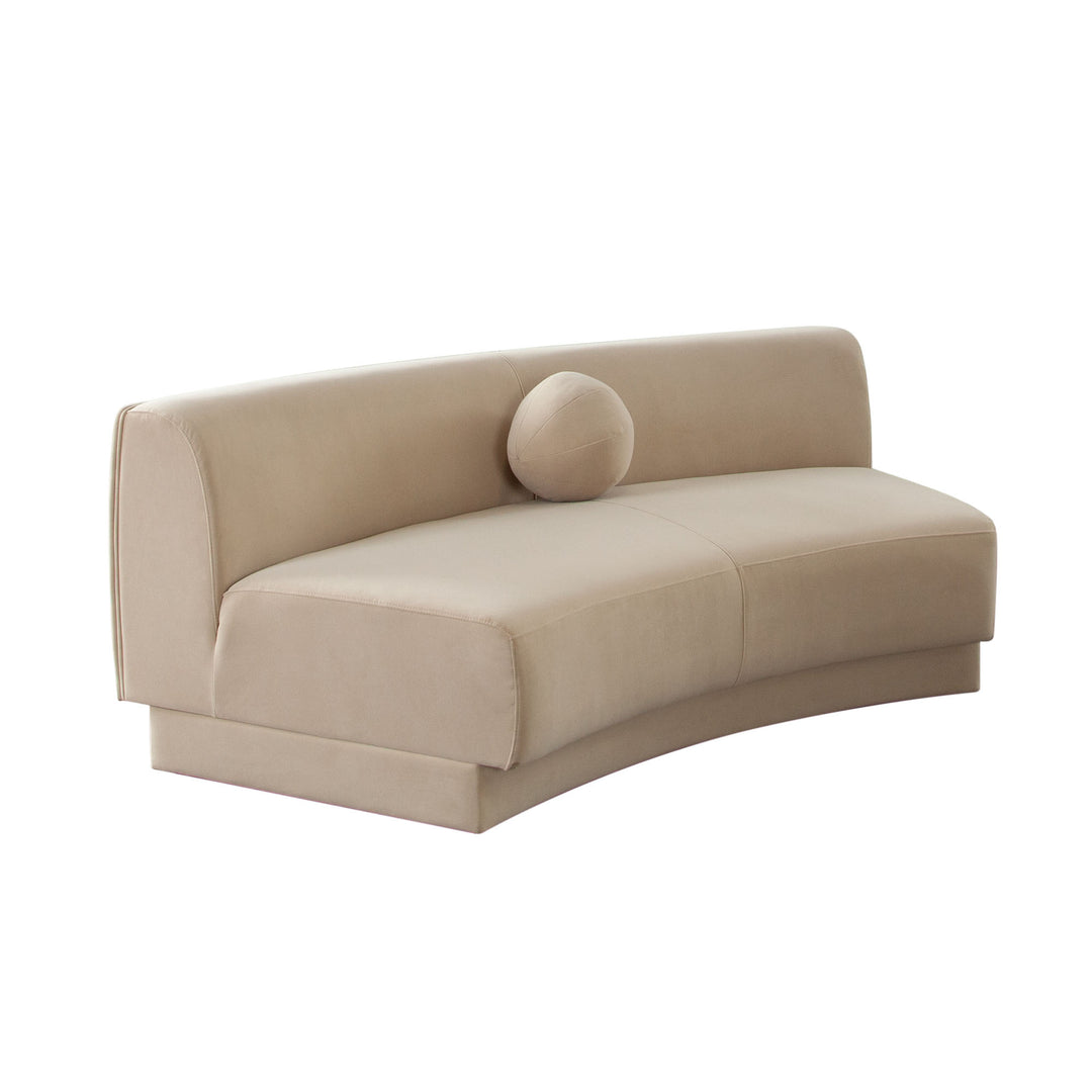 Zelda Modular Curved Sofa Chaise in Camel Velvet