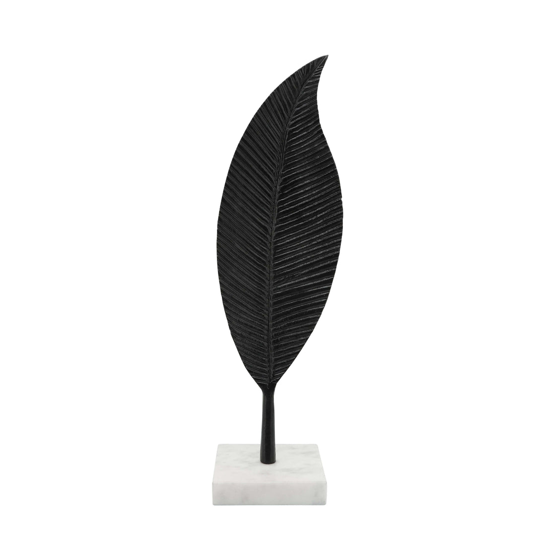 Metal 19" Leaf Table Deco, Black