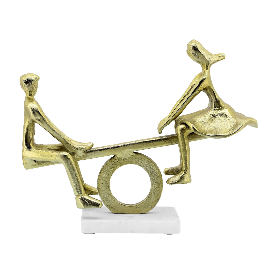 Metal, 17" Couple On See-saw, Gold