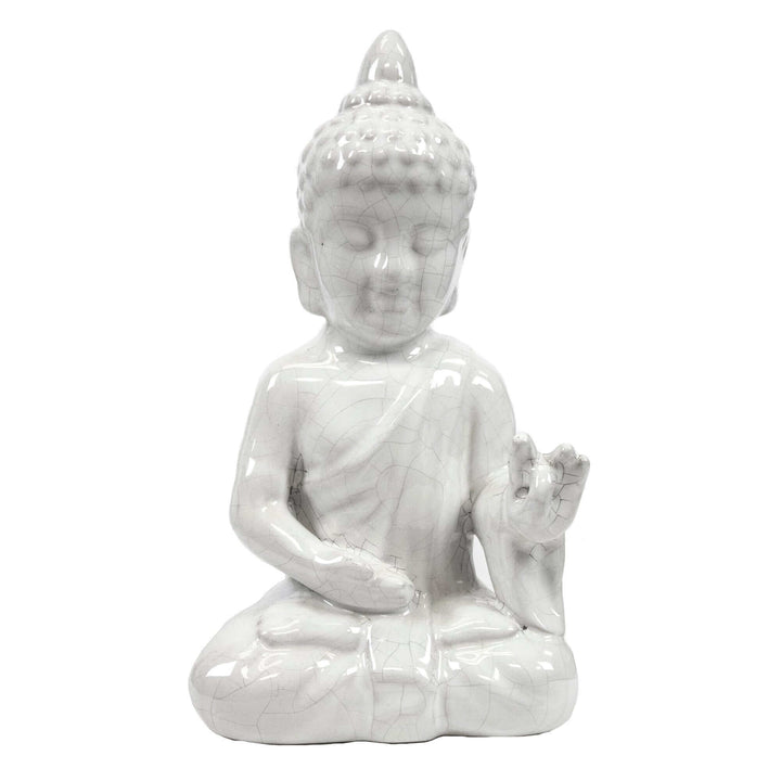 10", White Ceramic Seated Buddha