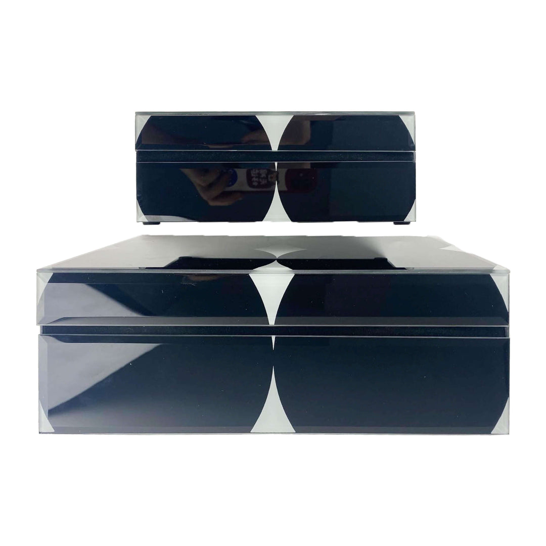 Wood, S/2 8/11" Abstract Boxes, Black/white