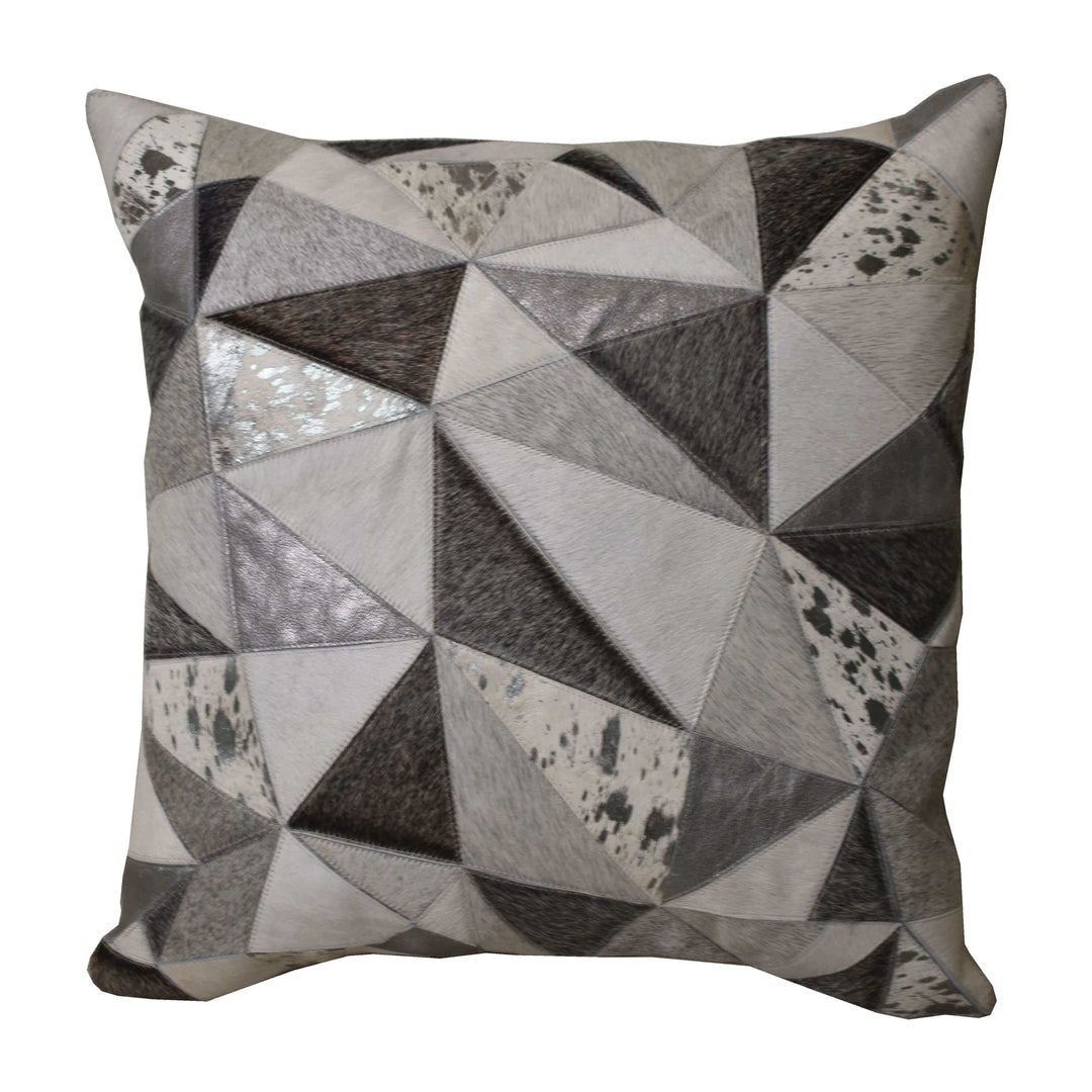 20x20" Leather, Geo Patch Decorative Pillow, Multi