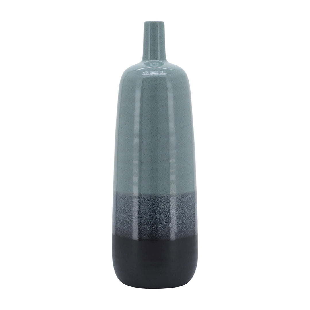 Ceramic 17", Tri-colored Speckled Vase, Aqua Grn