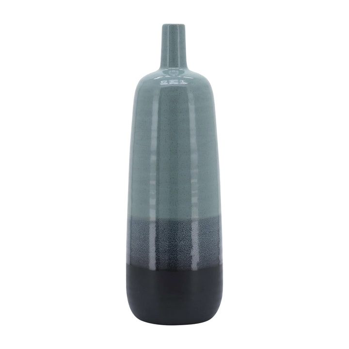 Ceramic 17", Tri-colored Speckled Vase, Aqua Grn