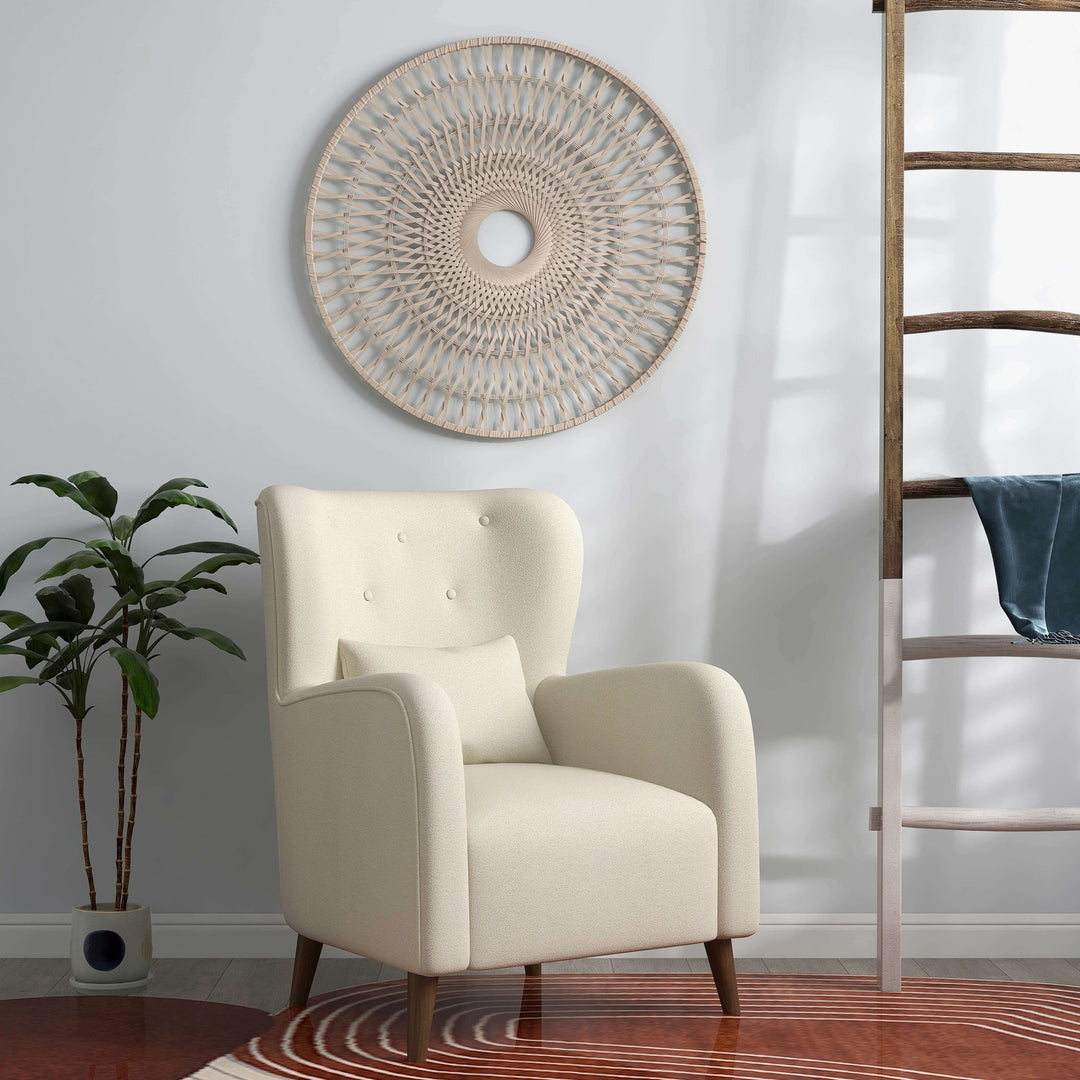 Wood, Winged Arm Chair, Ivory Kd