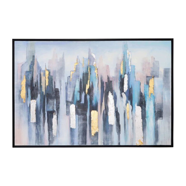 62x42 Framed Hand Painted Abstract Canvas, Multi