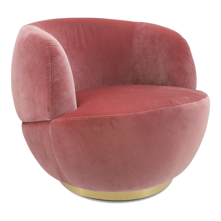 Velveteen Swivel Chair With Gold Base, Pink