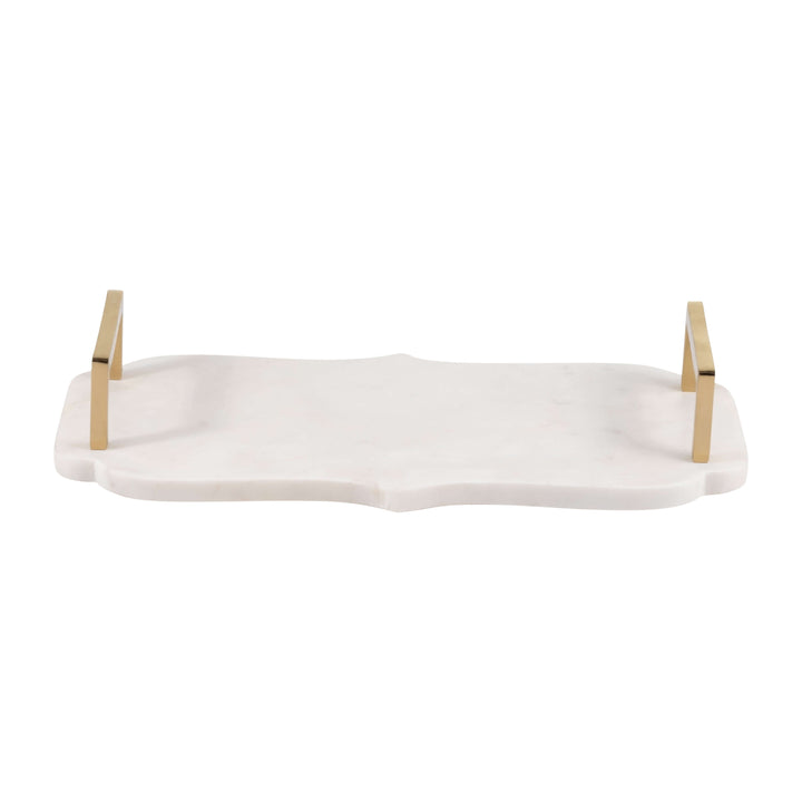 Marble, S/2 15/18"l Accent Trays, White