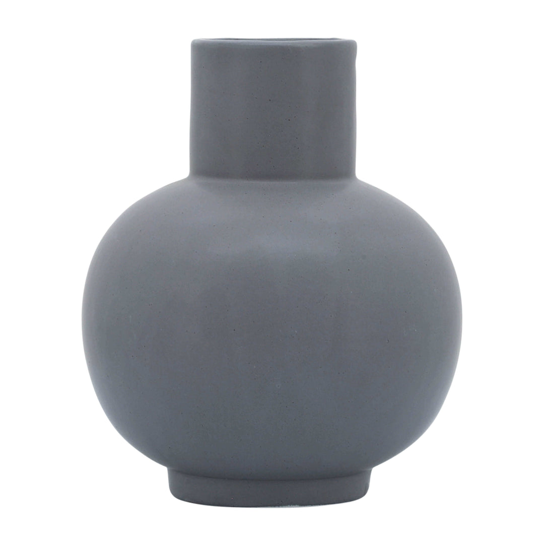 Cer, 7"h Bulbous Vase, Gray