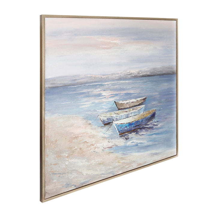 52x52 Handpainted Oil Canvas Boats/ocean, Multi