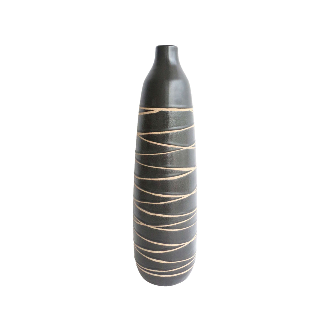 Cer, 18"h Tribal Vase, Black