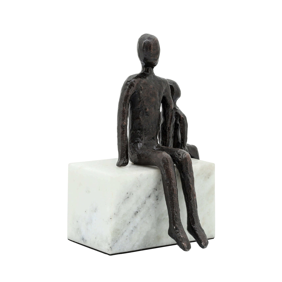 Metal, 9", Dad & Son Sitting Sculpture