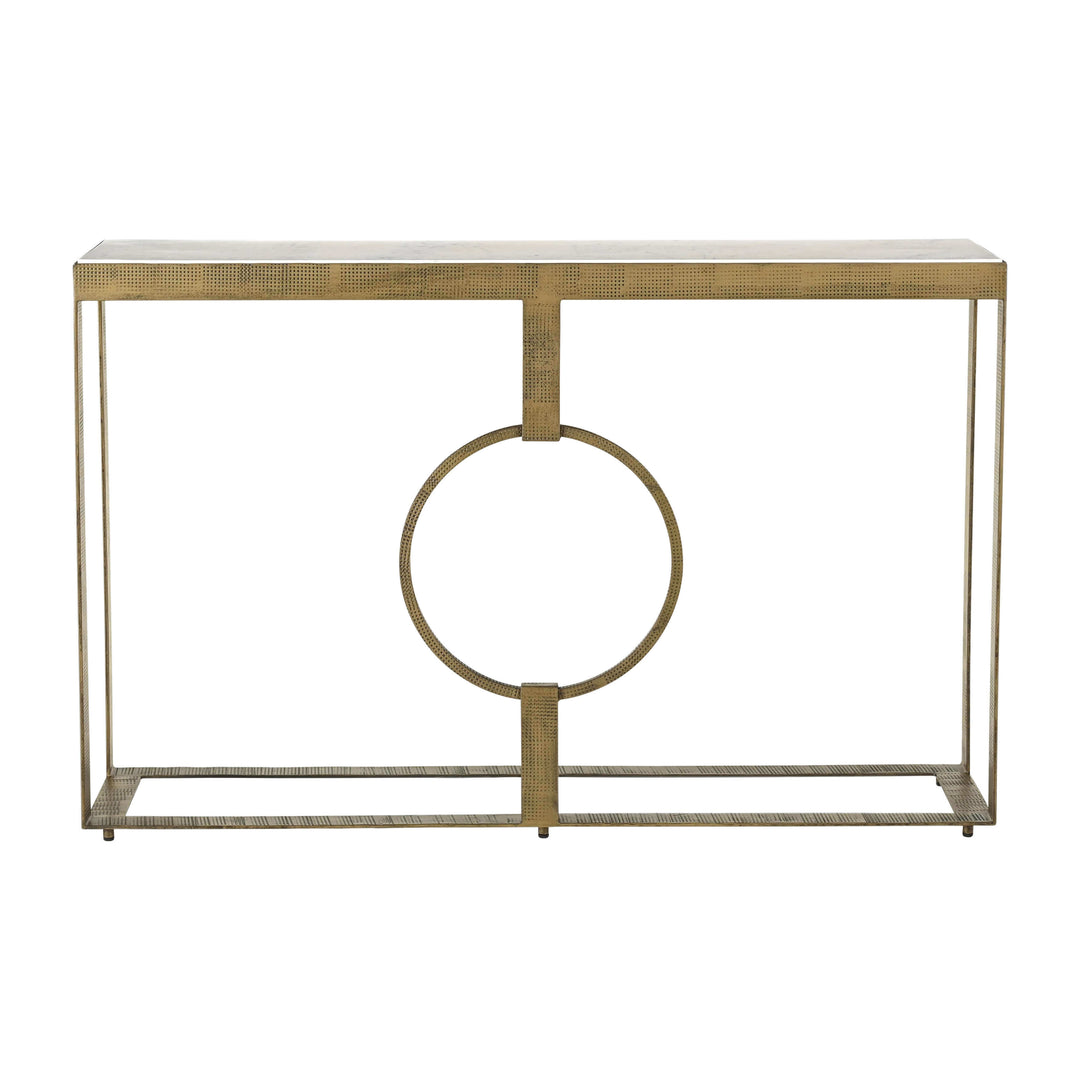 Metal, 48x31 Marble Top Console, Gold/white