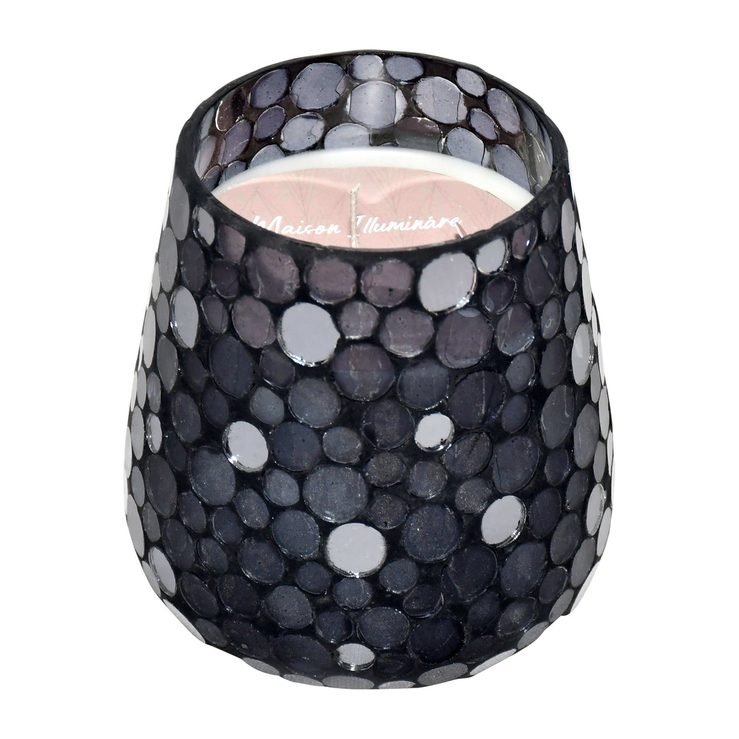 Glass, 6" 18 Oz Circle Mosaic Scented Candle, Blac