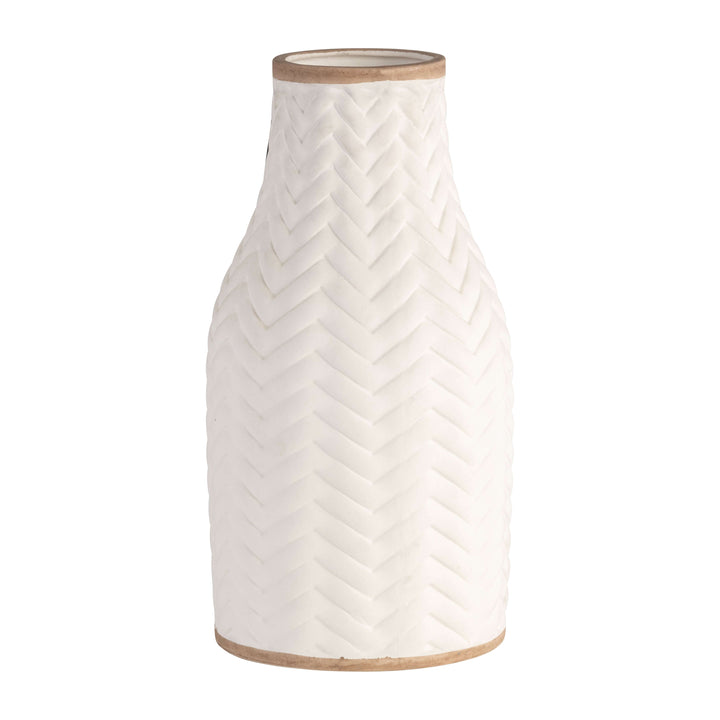10" Chevron Vase, White